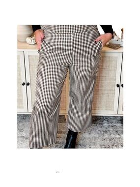 CY Fashion Plaid Wide Leg Pants with Pockets Size L